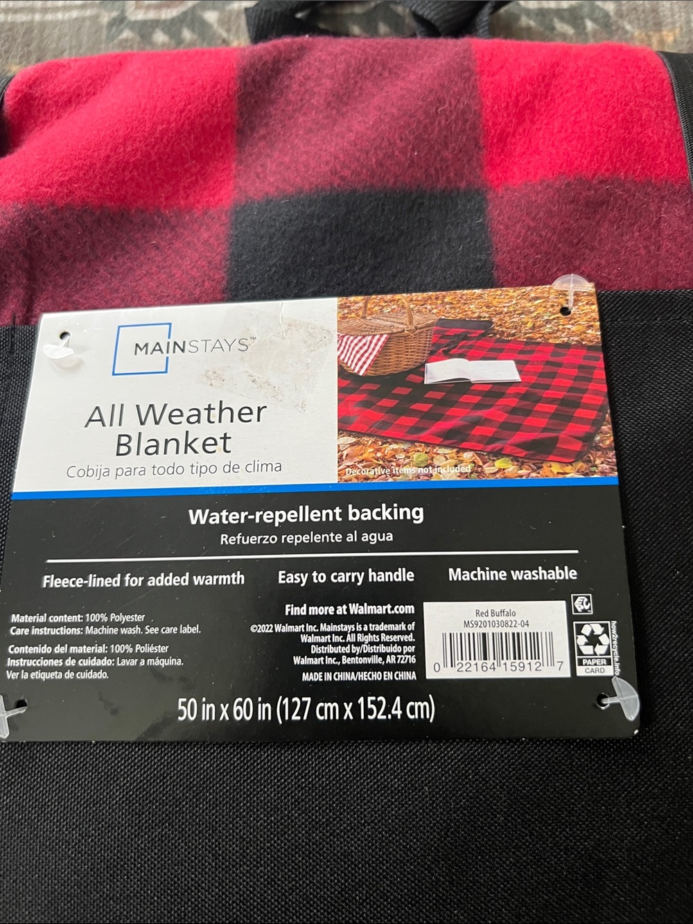 FALL Mainstays Red and Black Buffalo Plaid All-Weather Blanket NWT